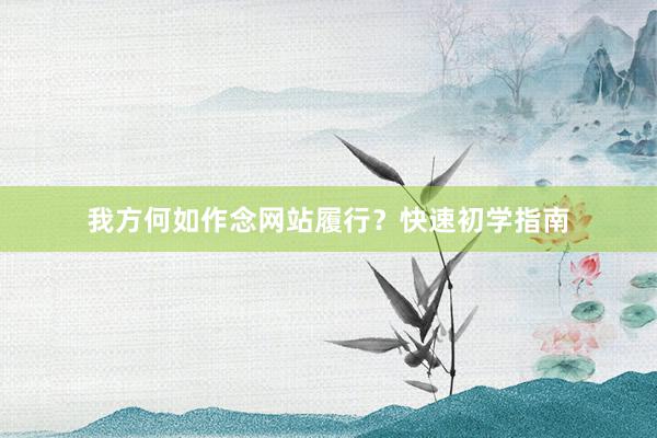 我方何如作念网站履行？快速初学指南